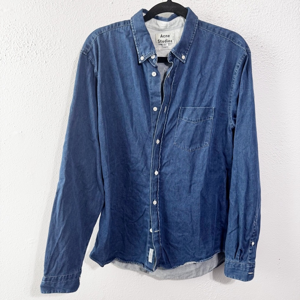 Acne Indigo Blue Denim Button-Down Shirt